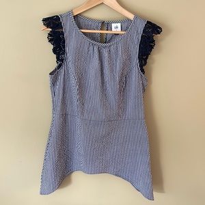 Cabi Navy Seersucker Tank Size S